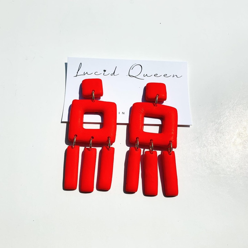 Red Aztec Earrings